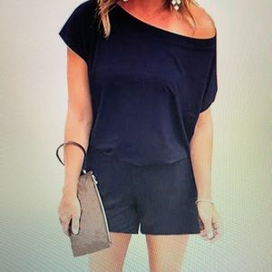 Short Sleeve Navy Blue Romper